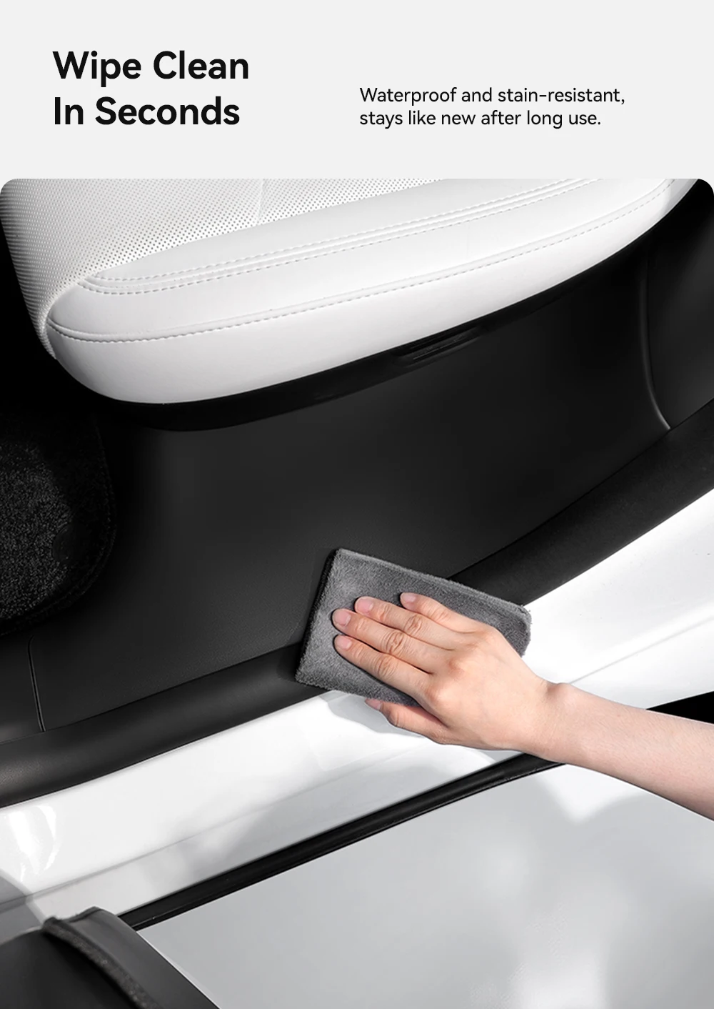 YZ für Tesla Model Y Highland Juniper 2021–2025, hintere Einstiegsleiste, Schutzleiste, Sitz, Anti-Kick-Pad, Eckenschutz, Zubehör – Detail 5