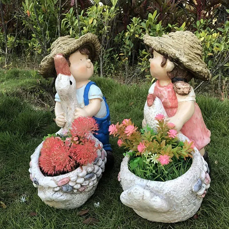 

Outdoor Courtyard Garden Creative Decorative Figures Animal Flowerpot Resin Decorations Garden Landscape Sculpture Ornaments