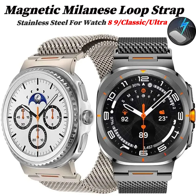 Magnetisches Milanese-Armband für Samsung Galaxy Watch8 9 40 44mm Classic 46mm Edelstahlband für Galaxy Watch Ultra 47mm Correa