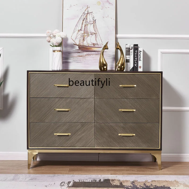 

Chest of Six Drawers Light Luxury Practical Solid Wood Chest of Drawer Storage Cabinet Curio Cabinet Multifunctional