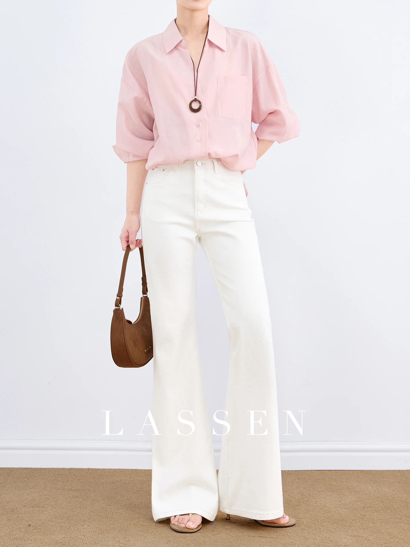 White Bell Bottom Jeans Women's High Waist Cotton Blend Stretchy Rigid Washed Casual High Rise Bell Bottoms Spring New Style