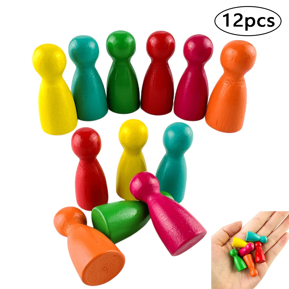 12pcs Pawn/ Chess 29mm Wood Game Pieces for Boardgames Accessories 6 Colors