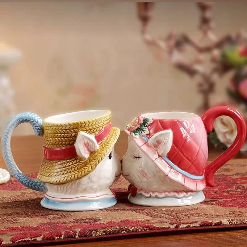 Cappuccino Latte Drinking Cup Perfect Christmas Gifts Cute Cat Couple Coffee Glass Ceramic Mug Wedding Keepsake Dropshipping