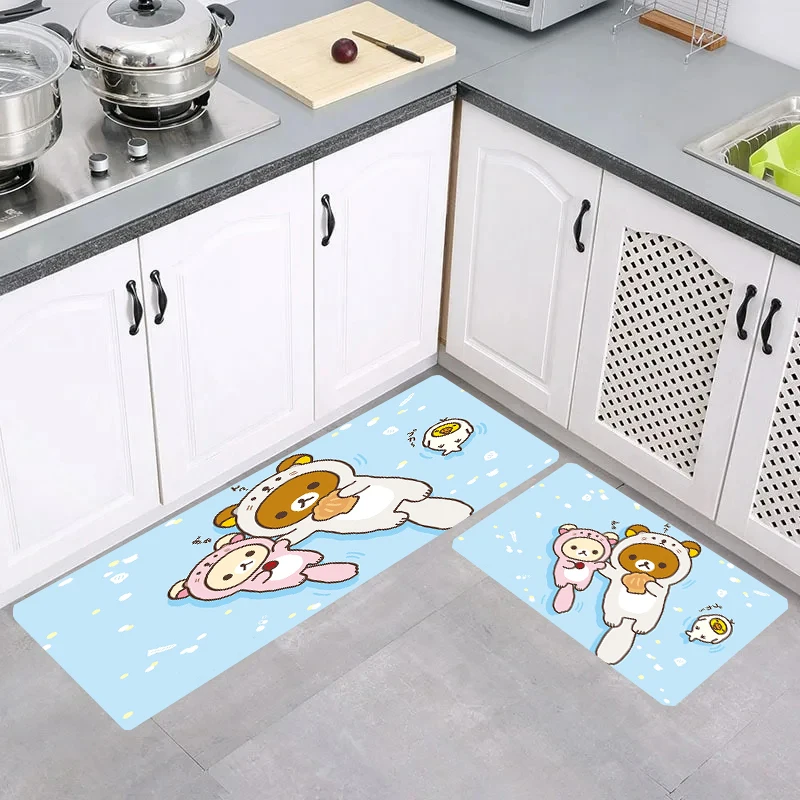 Cute R-Rilakkuma Home Kitchen Rug Bathroom Mat Carpet Entrance of House Rugs Balcony Living Room Carpets Foot Doormat Door Mats