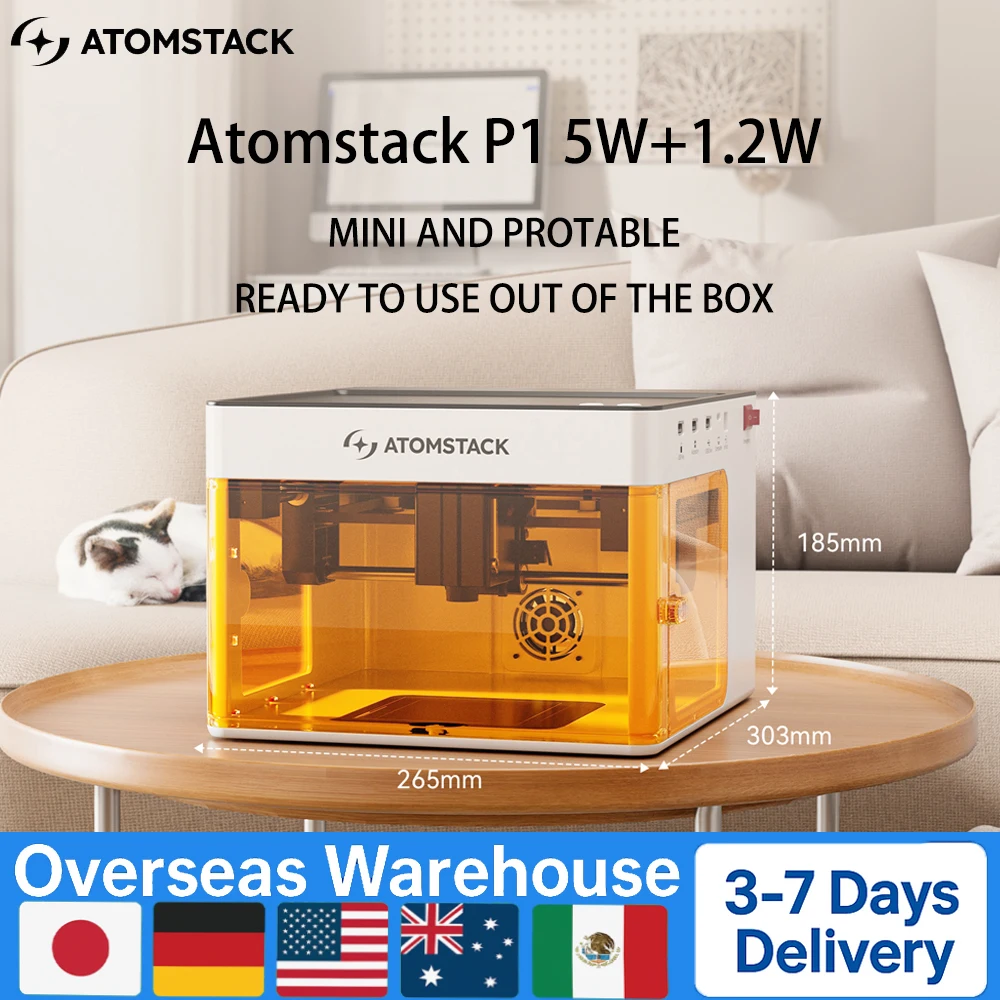 

ATOMSTACK P1 Laser Engraving Machine 5W Laser Cutter And Engraver CNC Machine For Dog Tag Leather Metal Wood Work 110*110MM