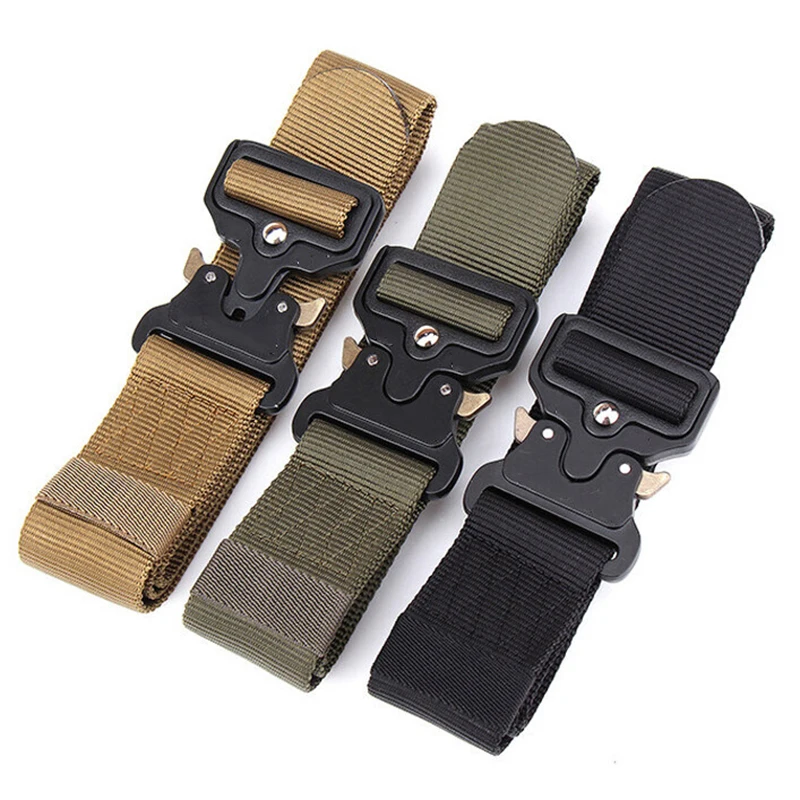 Neuer echter taktischer Gürtel, Schnellverschluss, Outdoor-Militärgürtel, weiches echtes Nylon, Segeltuch, Sportzubehör, schwarzer Gürtel für Männer und Frauen