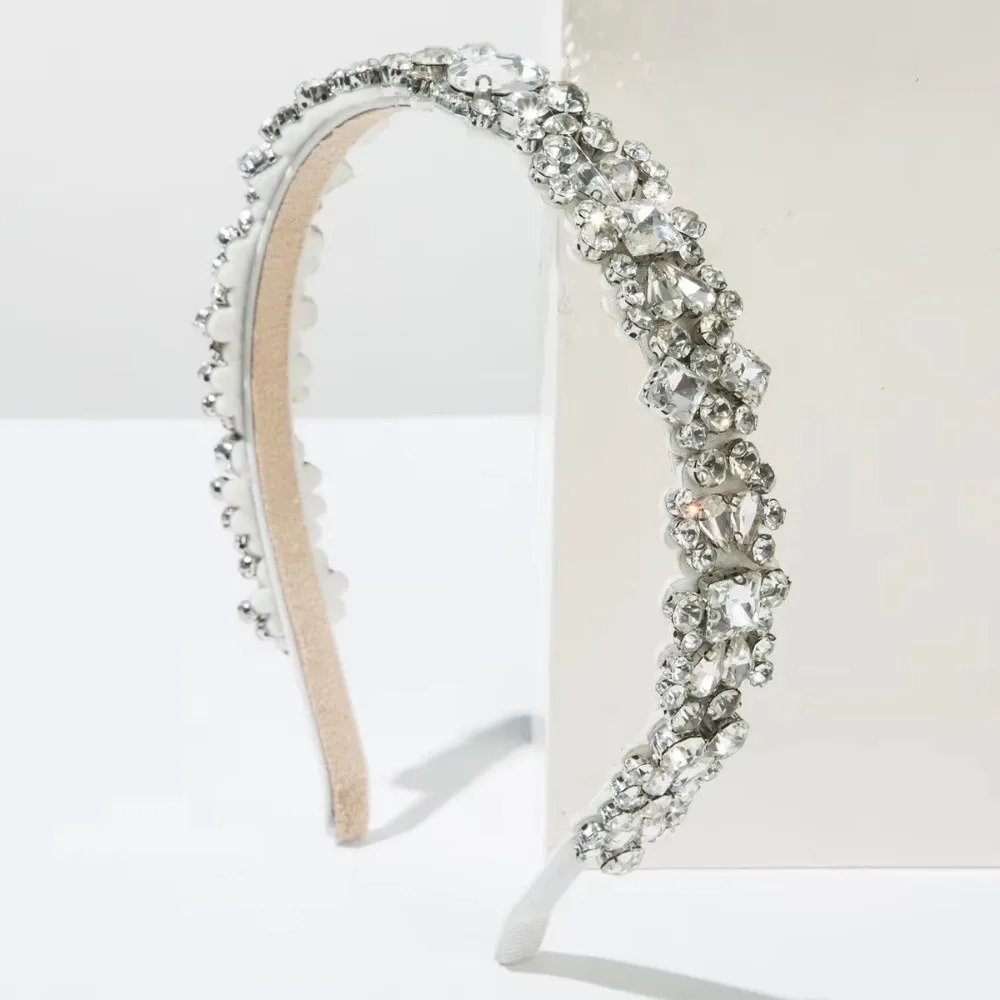 Retro Damen Barock Haarreifen Strass Europäischer und Amerikanischer Voll-Diamant-Stirnreif Palast-Stil Haarbänder Haaraccessoire – Detail 2