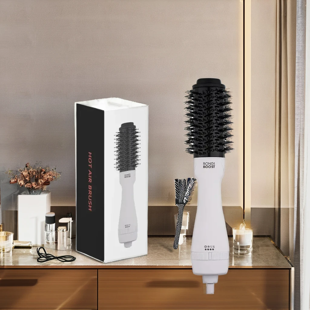 

High Quality 3 in 1 Hot Air Brush Hair Dryer Straightener & Styler Anti Burn Silicone Comb Rotating Cord Scalp Massage