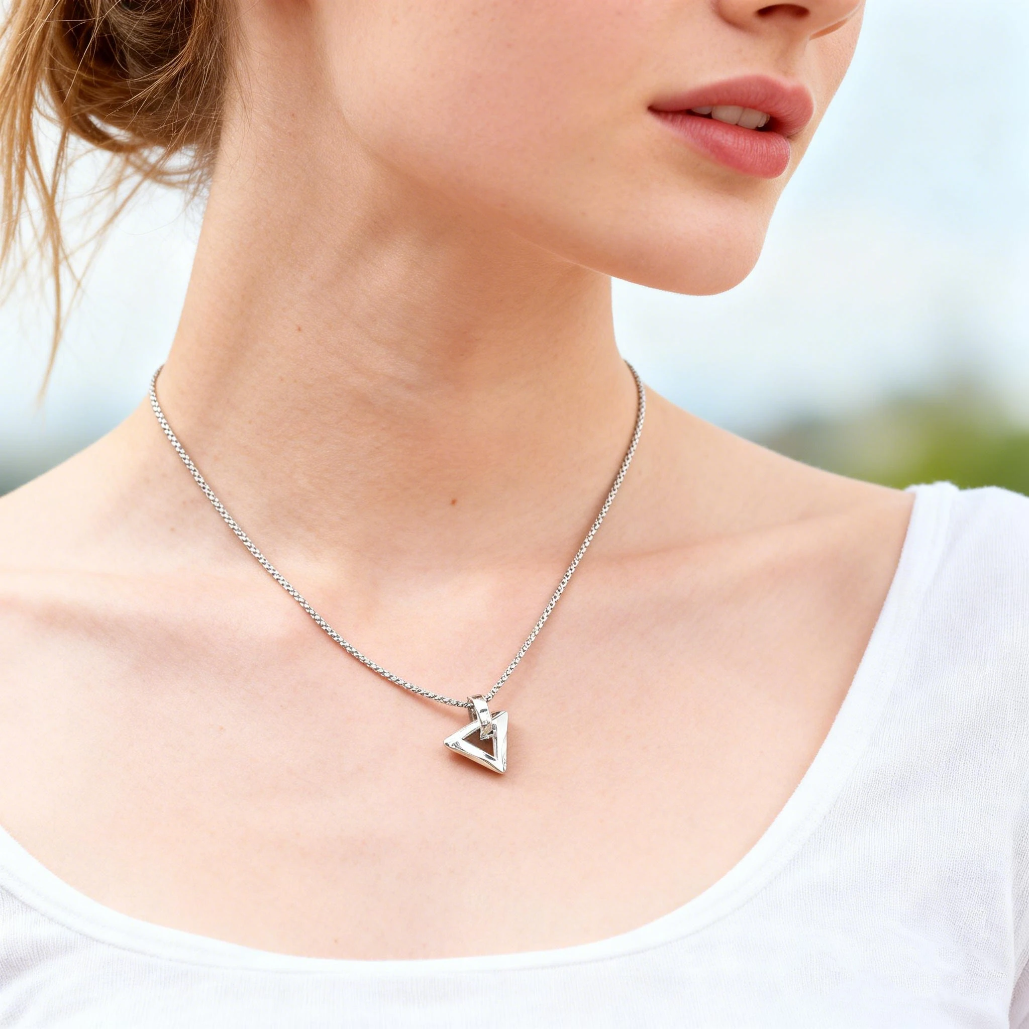 Geometric Pendant Necklace for Women, Square Circle Link Silver Plated Minimalist Abstract Jewelry, Punk Hip Hop Chain Gift