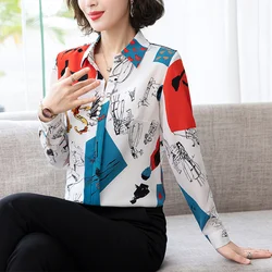 Spring and Autumn Women's Polo Neck Long Sleeve Loose Korean Shirts Spliced Contrast Button Fashion Casual Commute Tops