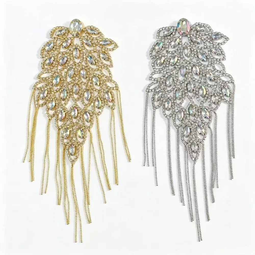 Peacock Tassel Chain Epaulette Rhinestone Punk Brooch Shoulder Board High-end Shiny Jacket Shoulder Chain Knight's Uniform