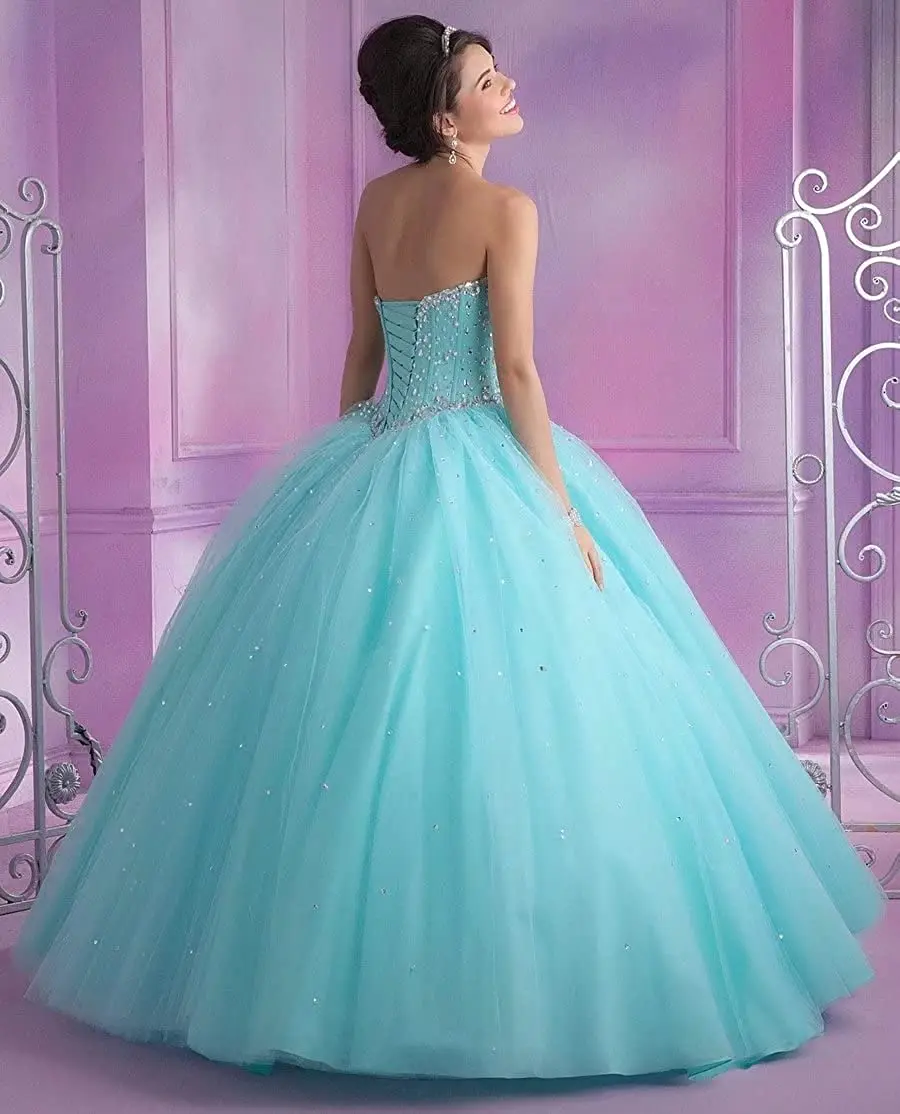 Charmingbridal-vestido de quinceañera con cuentas para adolescentes, Vestido largo de tul para fiesta de cumpleaños, baile de graduación