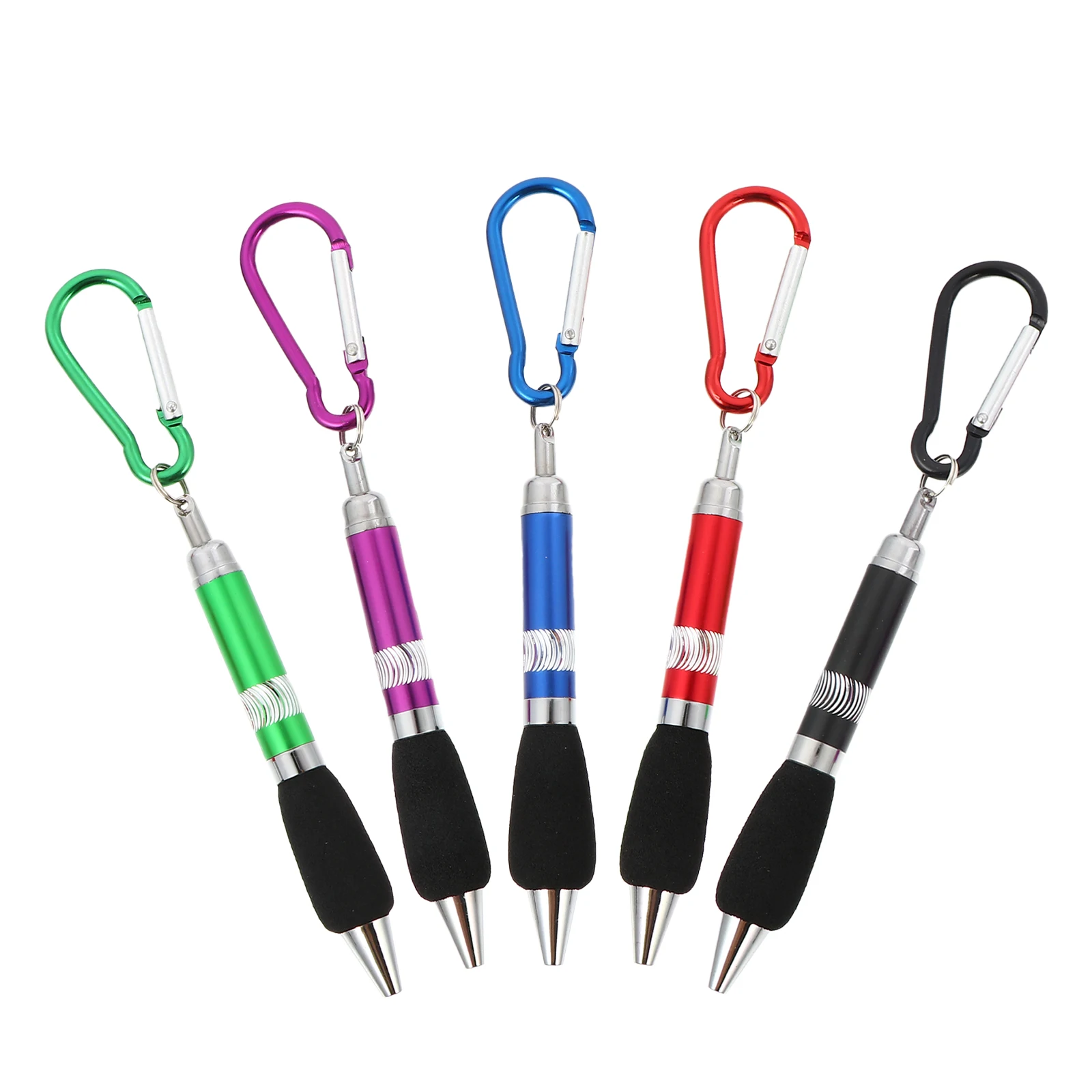 

5pcs Metal Ballpoint Pen Keychain Durable Climbing Hook Portable Carabiner Spring Material Camping Hiking