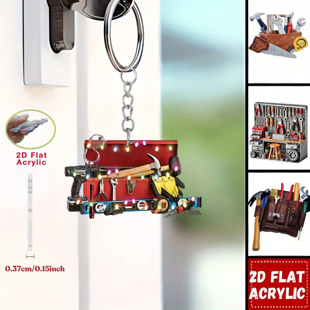 2D Repair Tool Set Keychain Whimsical Flat Acrylic Pendant for Car Keys Bags Home Decor Ideal Gifts for Party Festival Birthday