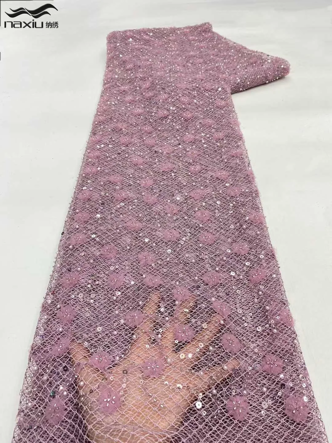 

Madison Luxury African French Tulle Lace Fabric 2026 High Quality Sequins Beads Fabric for Nigerian Wedding Dresses