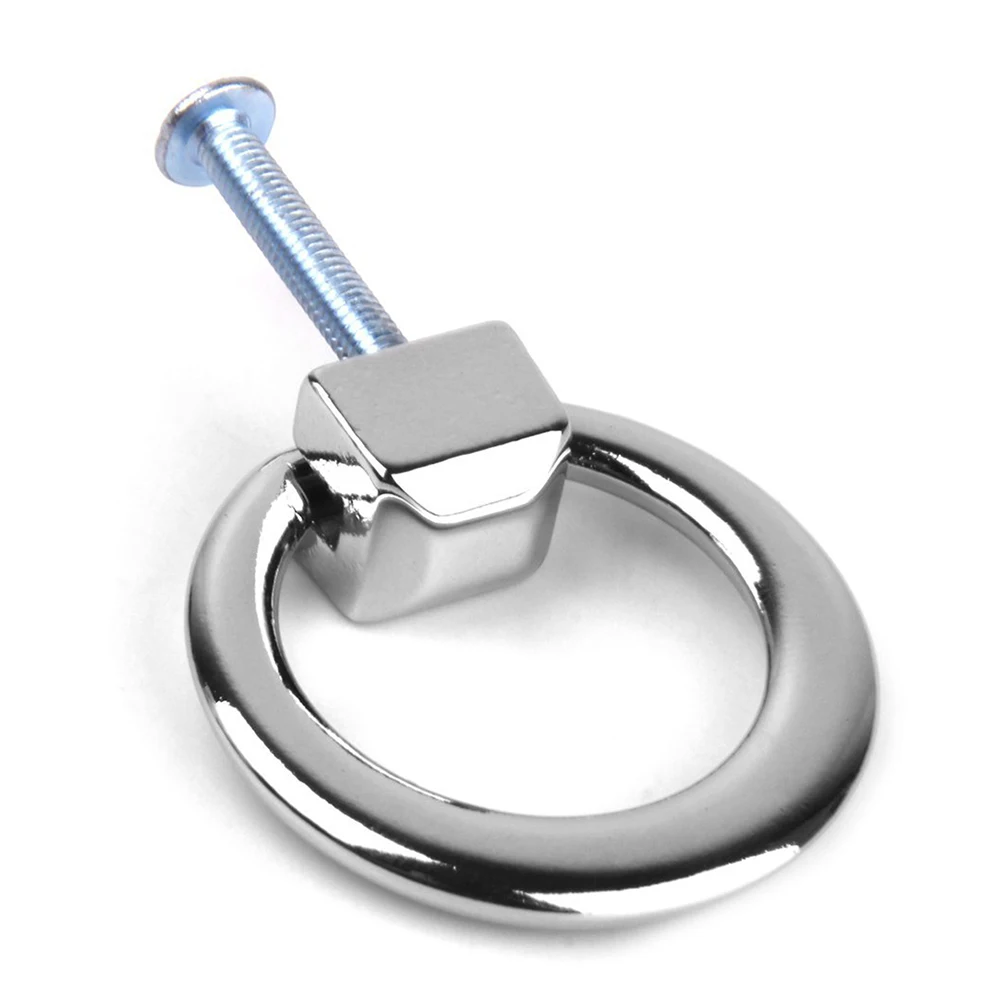 

10pcs Modern Cabinet Drawer Pull Handle Ring Knob Smooth Design For Wardrobe Cupboard Storage Organizer Silver Finish