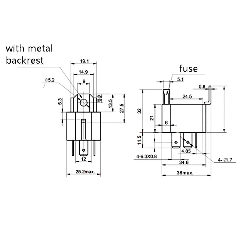 4P 5P Auto Motor Relay 30A DC12V 24V Normally Open Contacts Fused Relay with Metal Bracket Automotive Lamp Fuse Car relais