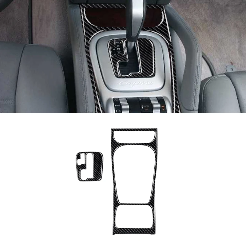 Para Porsche Cayenne 2003 2004 2005 2006 2007 2008 2009 2010 fibra de carbono/PVC consola central suave Panel de cambio de marchas pegatina