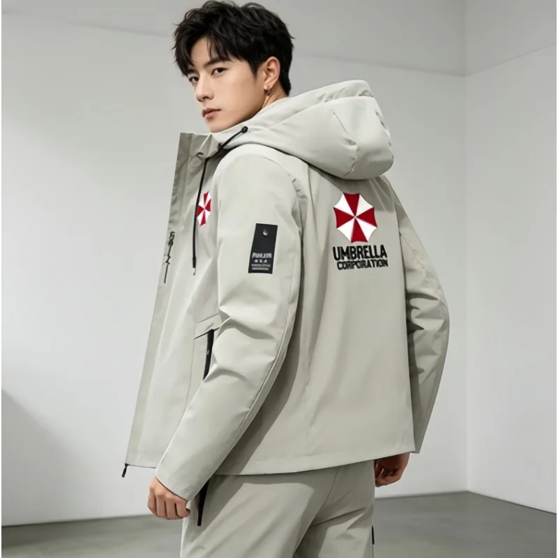 2026 Spring Autumn Men Casual Zip Up Hooded Jacket Fashion Outdoor Loose Outerwear M-3XL