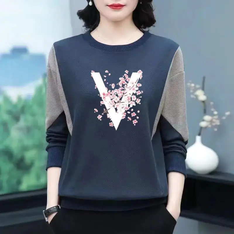 

Теплая флисовая кофта с длинным рукавом для мам, женщин среднего и пожилого возраста, с бархатистой отделкой, утолщенная, с круглым вырезом