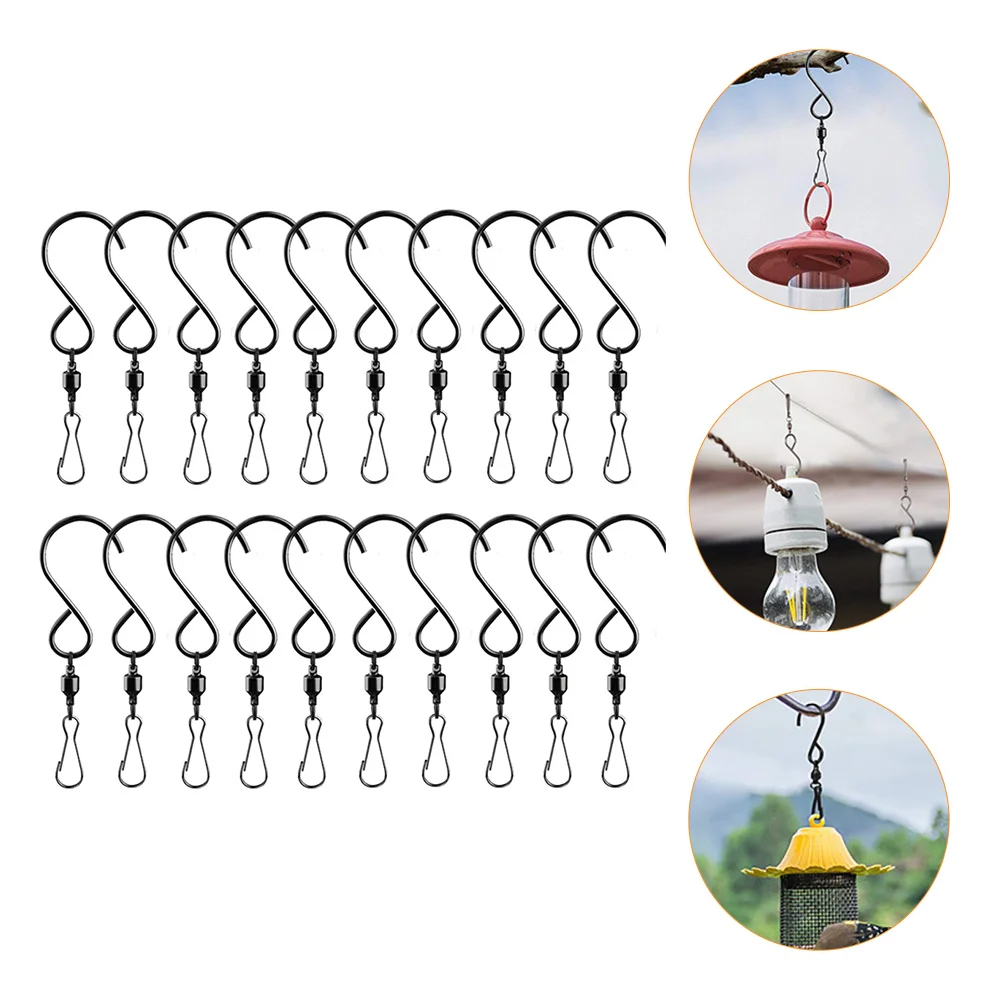 

Swivel Hook Clips Stainless Steel Wind Chimes Dual Hooks Swivels 360 Degree Rotating Spiral Bird Feeders for Outdoors