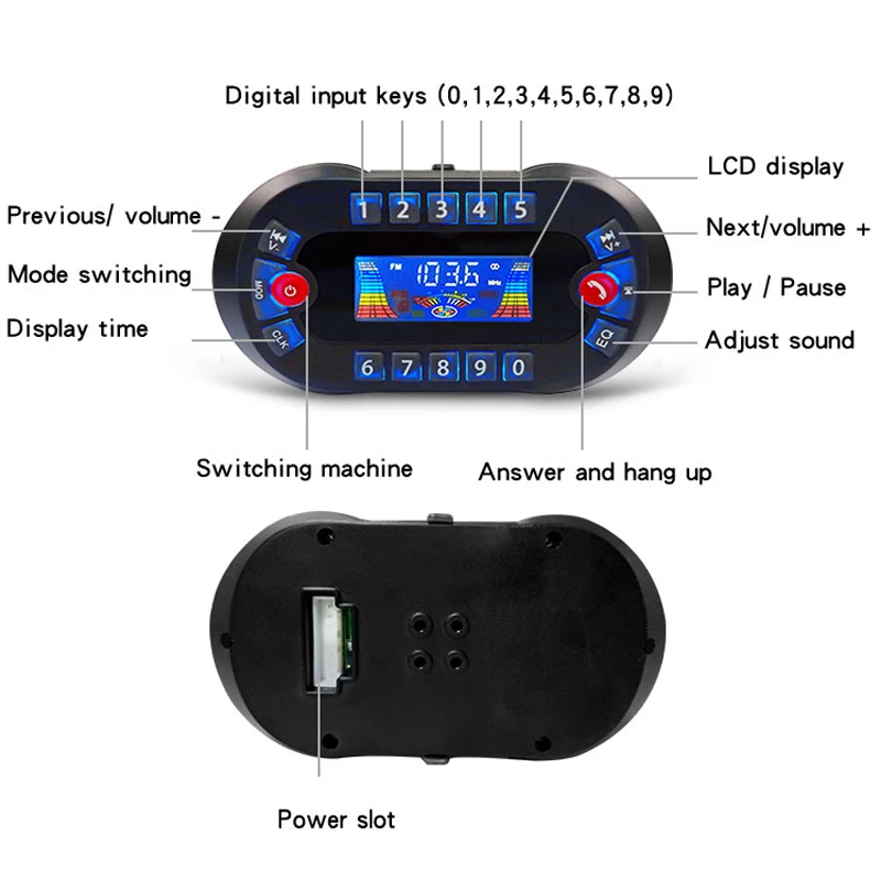 DC12V 30W Motorcycle Wireless Bluetooth Speaker With Display Support Bluetooth Hands-free, TF Card, FM Radio, Phone Charging