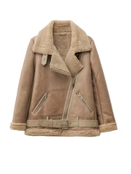 2025 new European and American women's fur one long sleeve standing collar double-sided jacket fur one thick warm coat