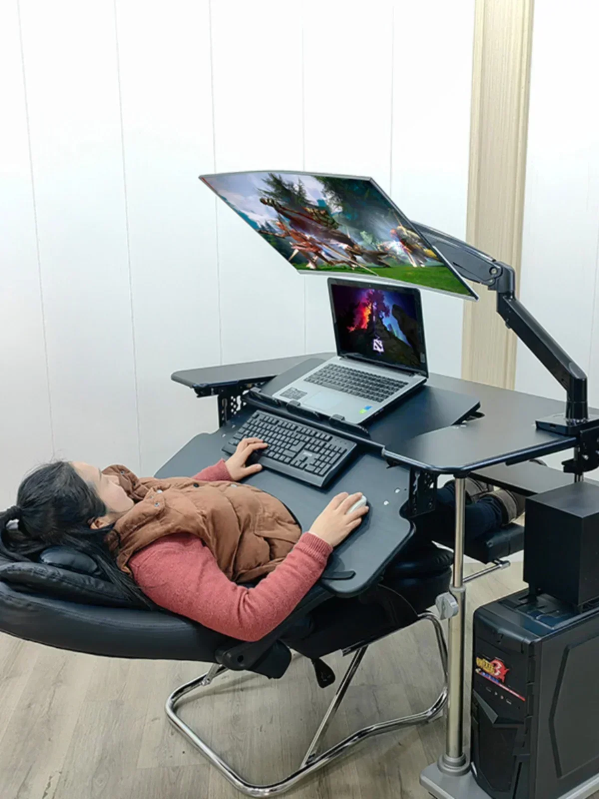 Desktop Game Tables Sitting Cabin First Class Space Capsule Suspension Bracket Computer Desk Mobile Lifting  Lazy Table Hot sale