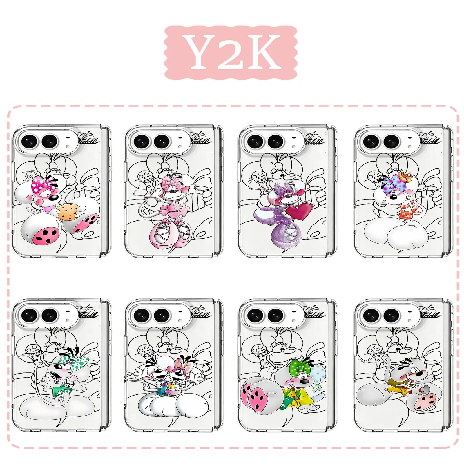 Cute DiddIs Mouse Phone Case for Samsung Galaxy Z Flip3 Flip4 Flip5 Flip6 Flip7 Fold7 Fold4 5G Soft TPU Anti-fall Airbag PC