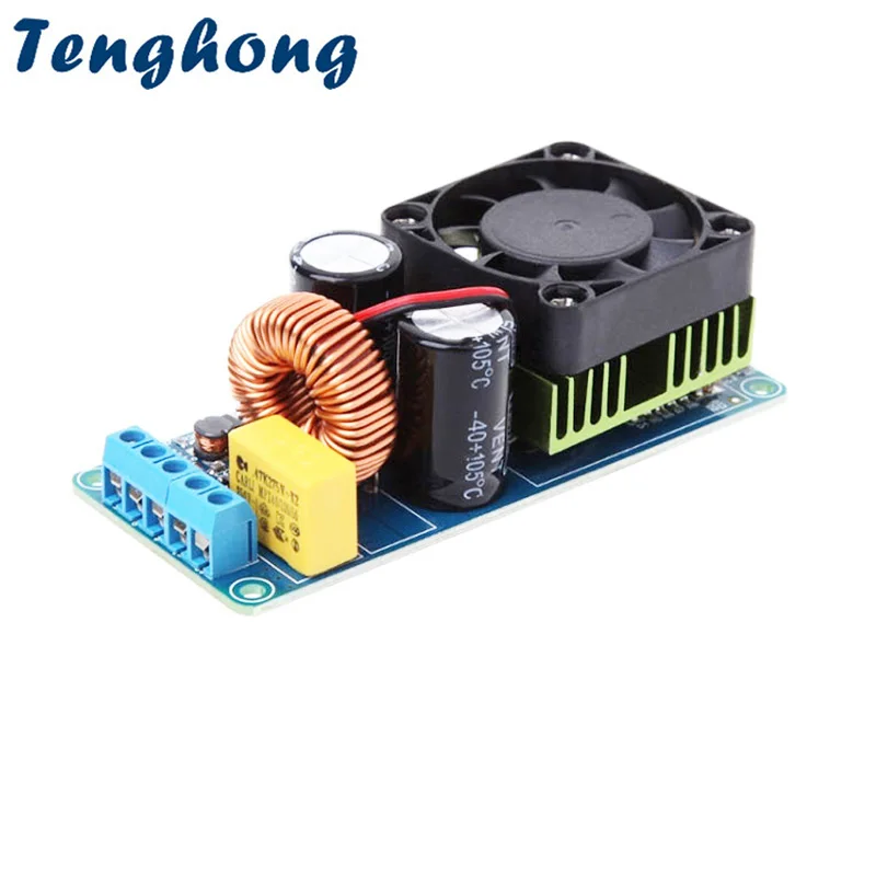

Tenghong IRS2092S 500 Вт плата цифрового усилителя моноканальный класс D HIFI мощность аудио усилитель готовая плата с вентилятором Super LM3886