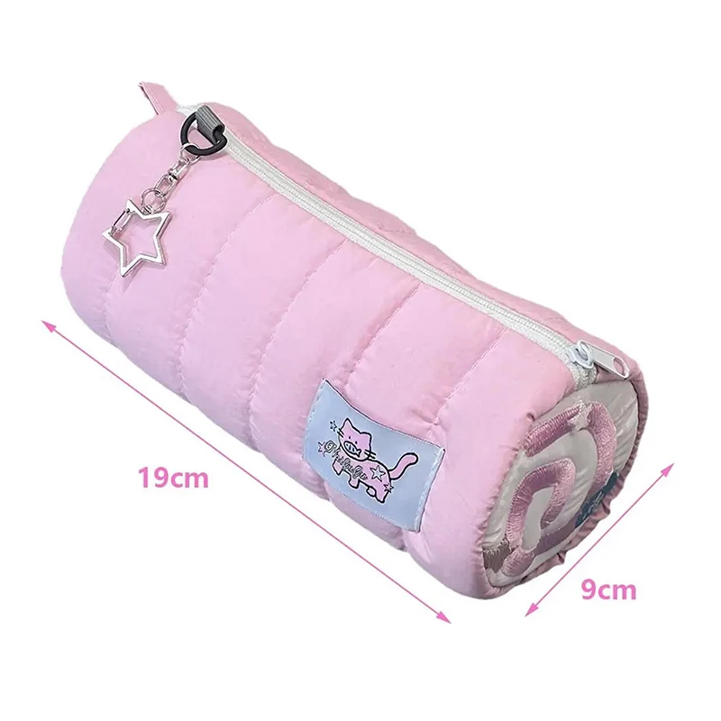 Soft Touch Pen Bag Multifunctional Large Capacity Pink Pen Box Storage Bag For Boys Girls School Office Supplies