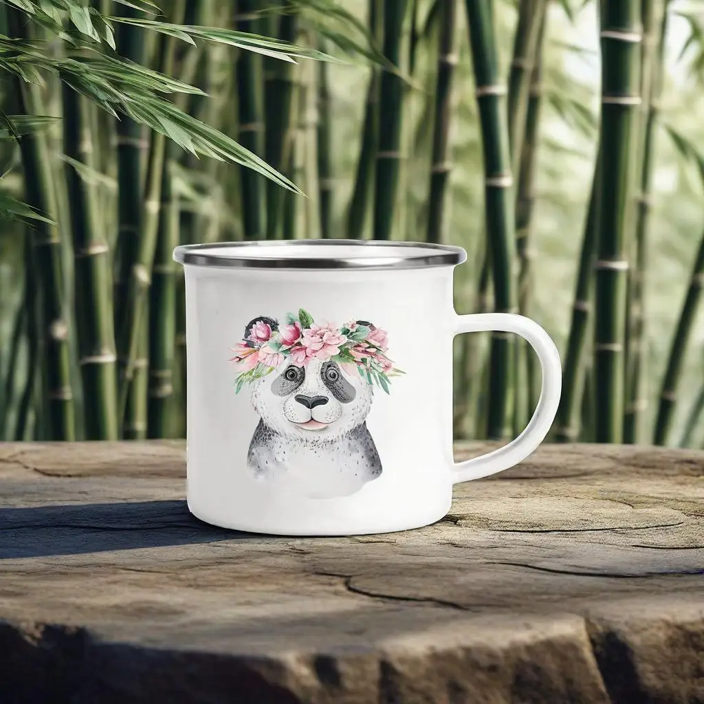 

Creative Glass Coffee Tea Cup Cute Animal Letter Print MugsDrinks Dessert Breakfast Milk Cup Enamel Mugs Handle Drinkware Gifts