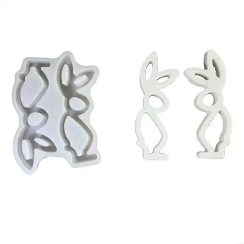 Easters Decoration Silicone Rabbit Mold Cement Gypsum Sculpting Artisanal Project 0XXB