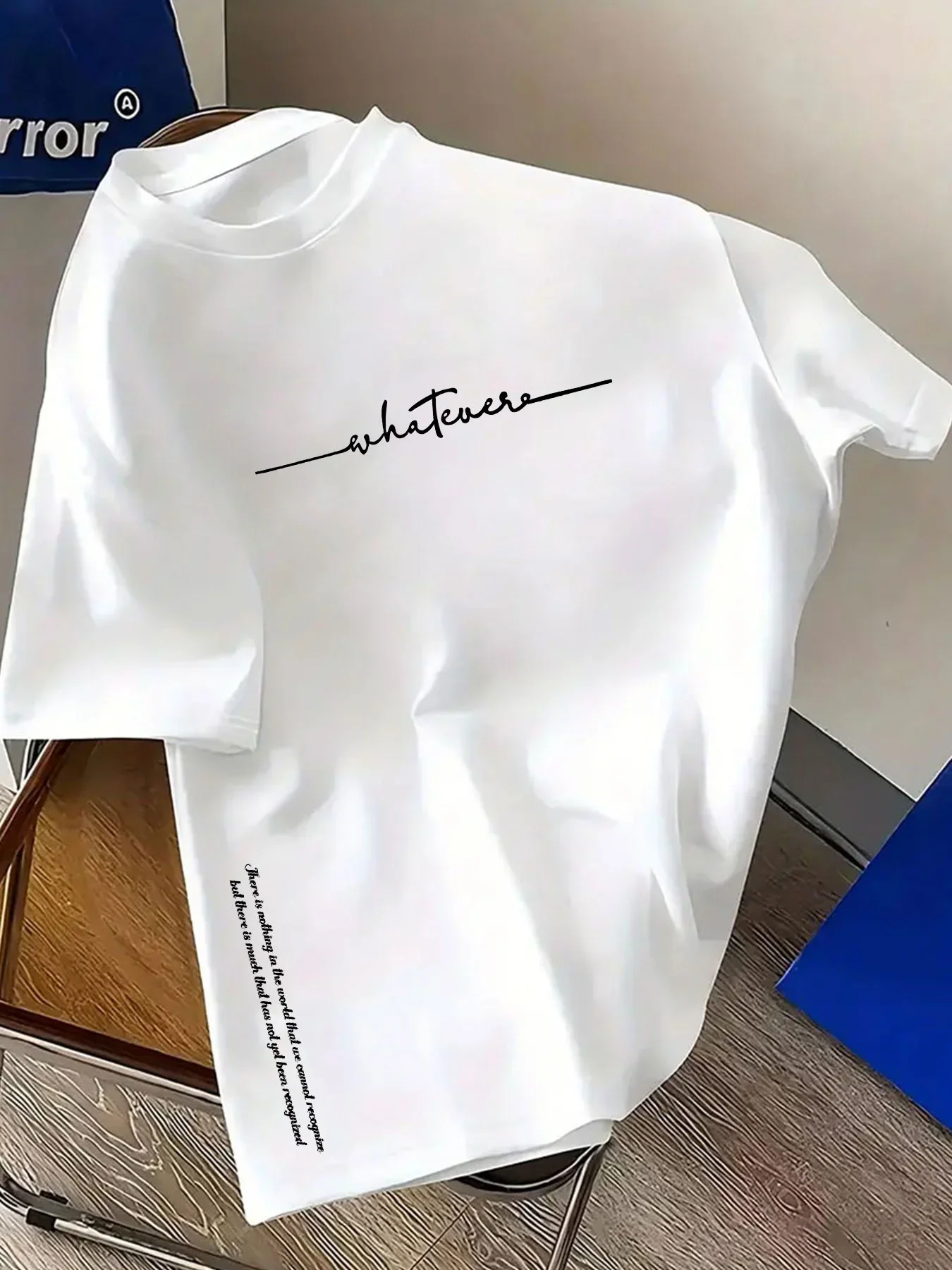 

Летняя уличная футболка с минималистичным буквенным принтом для мужчин, модная и дышащая футболка из 100% чистого хлопка