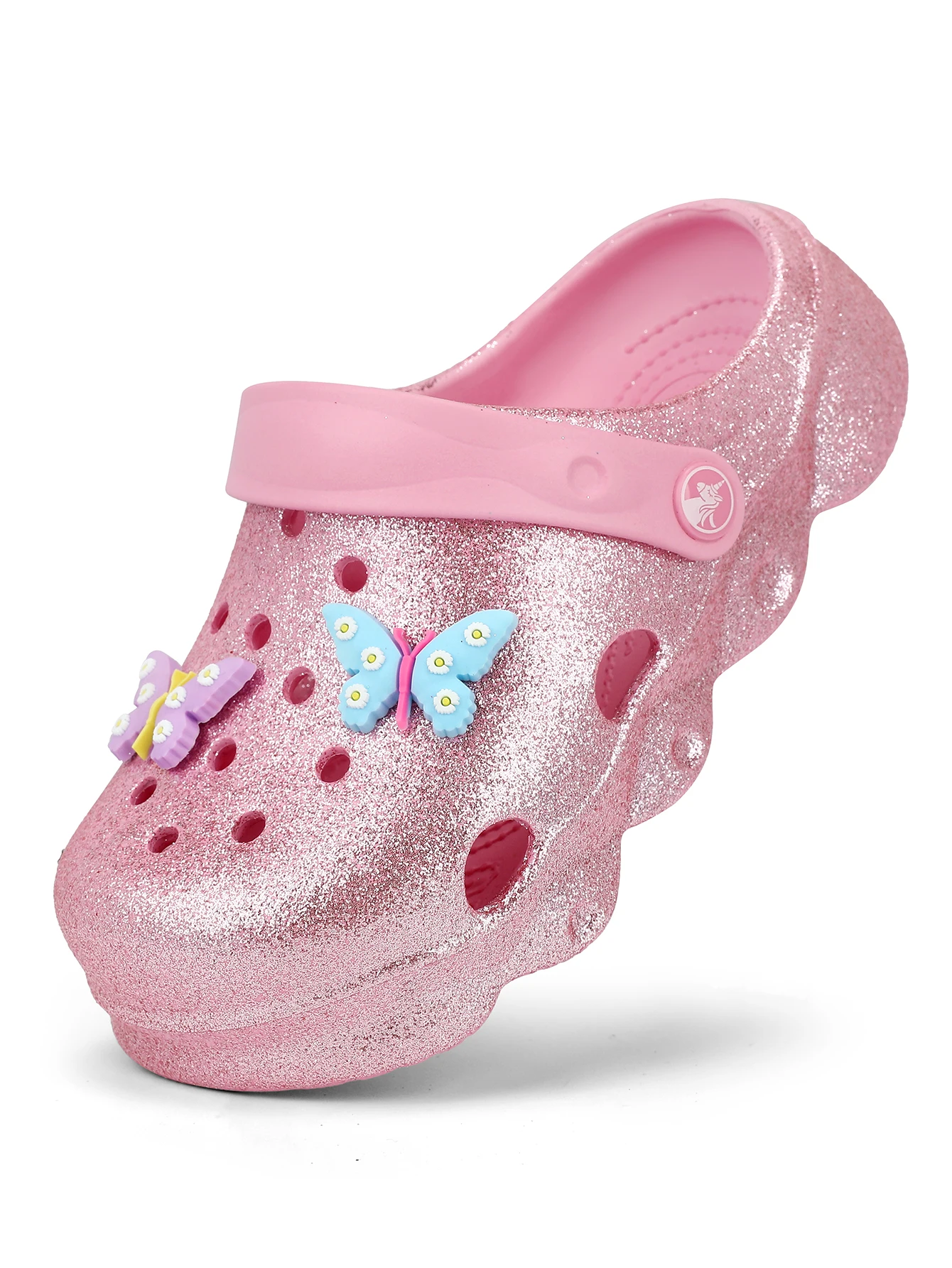 Glitzer-Clog für Kinder, leichte EVA-Gartenschuhe, wasserdichte rutschfeste Sandalen, bequeme Slip-On-Schuhe für drinnen und draußen 1214 – Detail 6