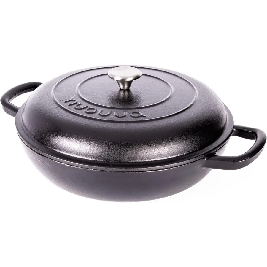 

Shallow Cast Iron Casserole with Lid Non Stick Dutch Oven Pot Oven Safe up to 500 F Sturdy Ovenproof Stockpot Cookware Enamelle