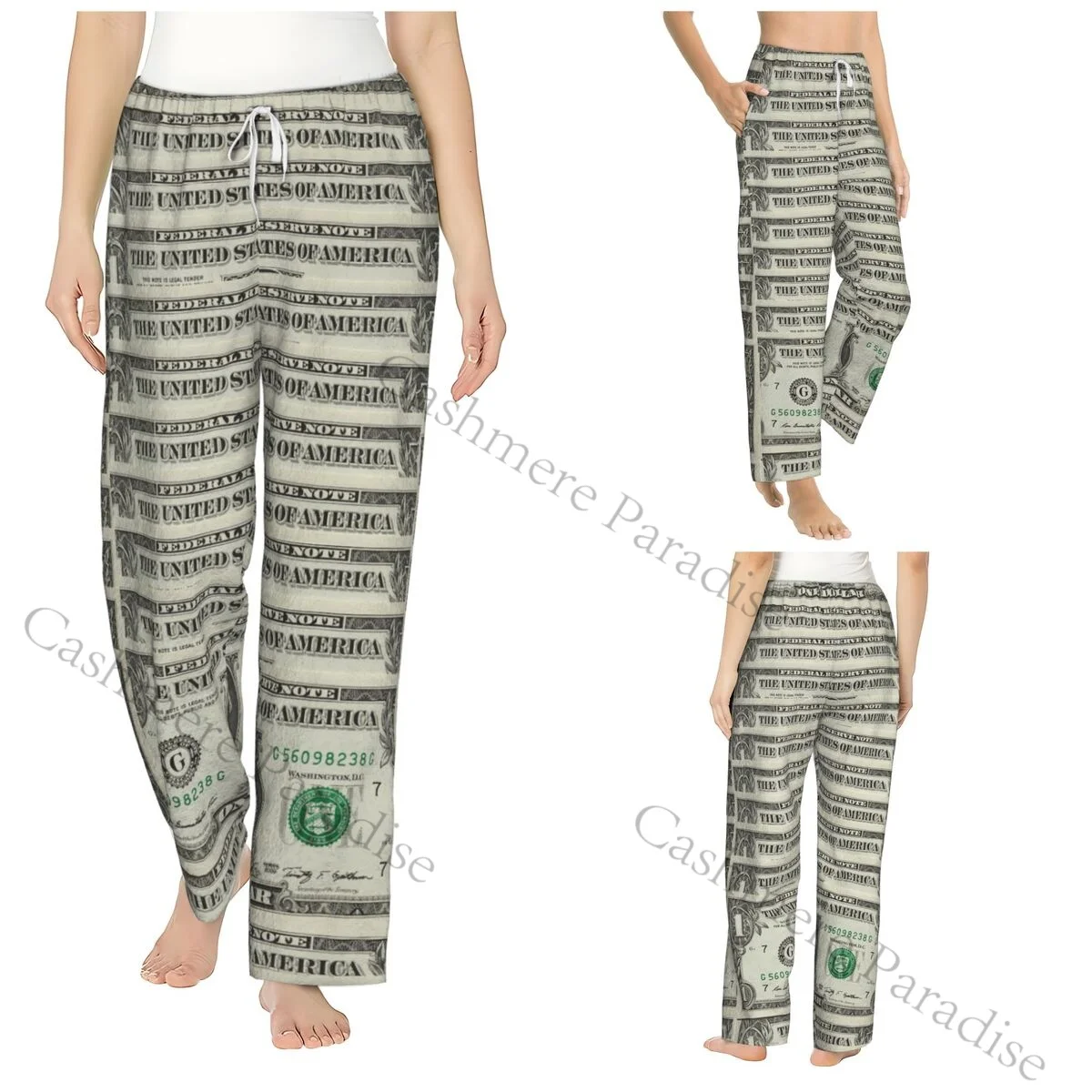 

Dollar Bill Flannel Pajama Pants for Women Soft Warm Sleep Pants with Elastic Waistband