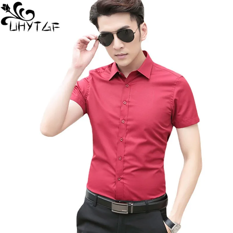 

UHYTGF Wholesale Summer Shirts For Men Short Sleeve Single Breasted Professional Blouses Male Business Casual Men Clothing 345