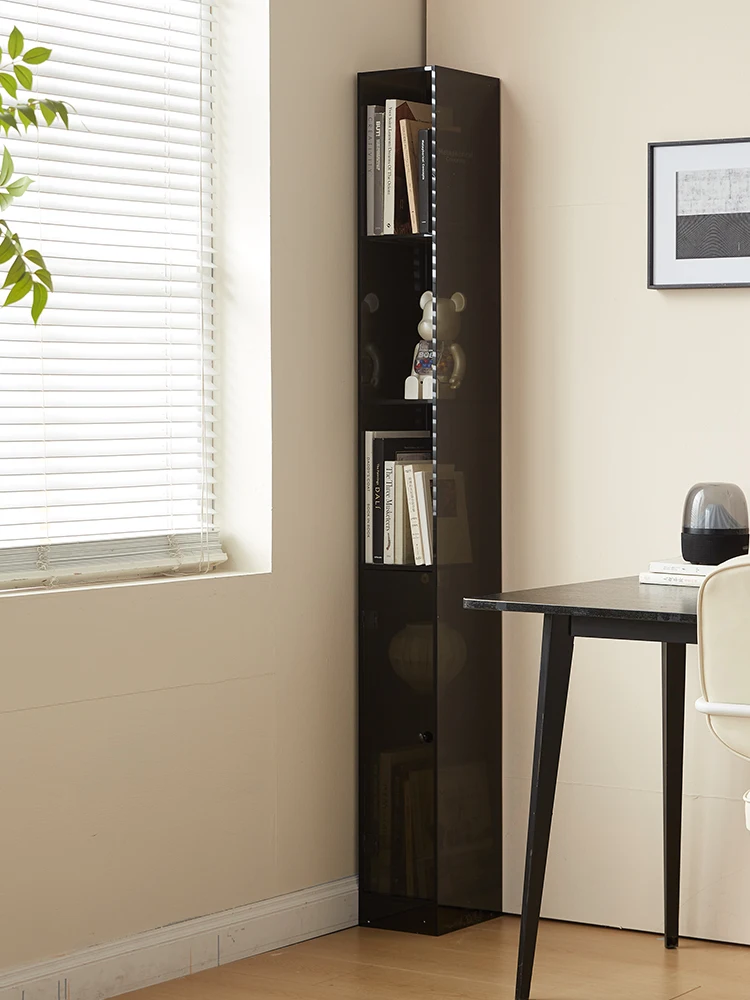 Acrylic ultra-narrow bookshelf corner side cabinet with door clip gap shelf 20cm floor narrow cabinet