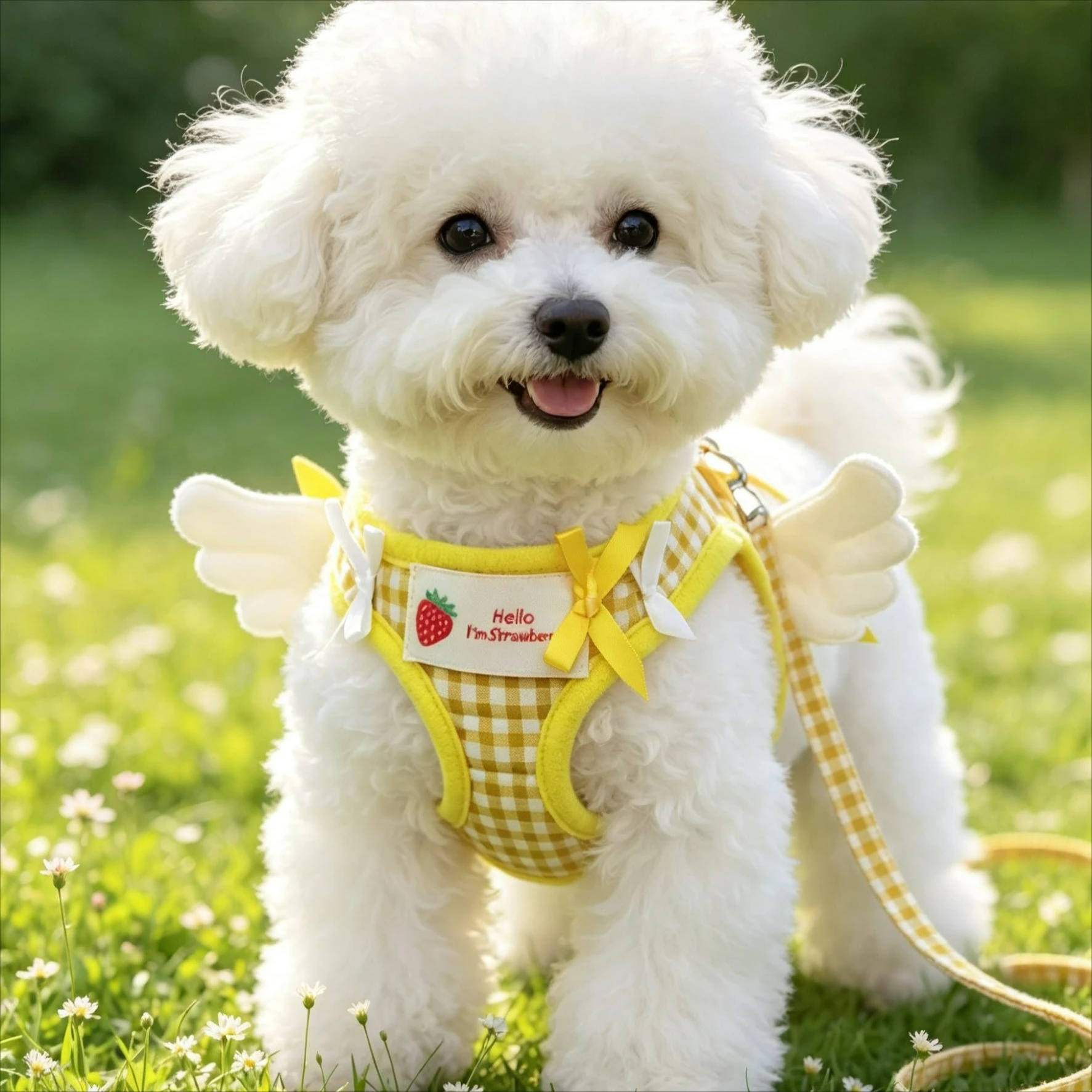 Pet Products Cute Little Angel Wings Pet Dogs Harness Collar Pet Chest Back Small Dogs Cats Strap Walking Harness Dog Collar Set view 3