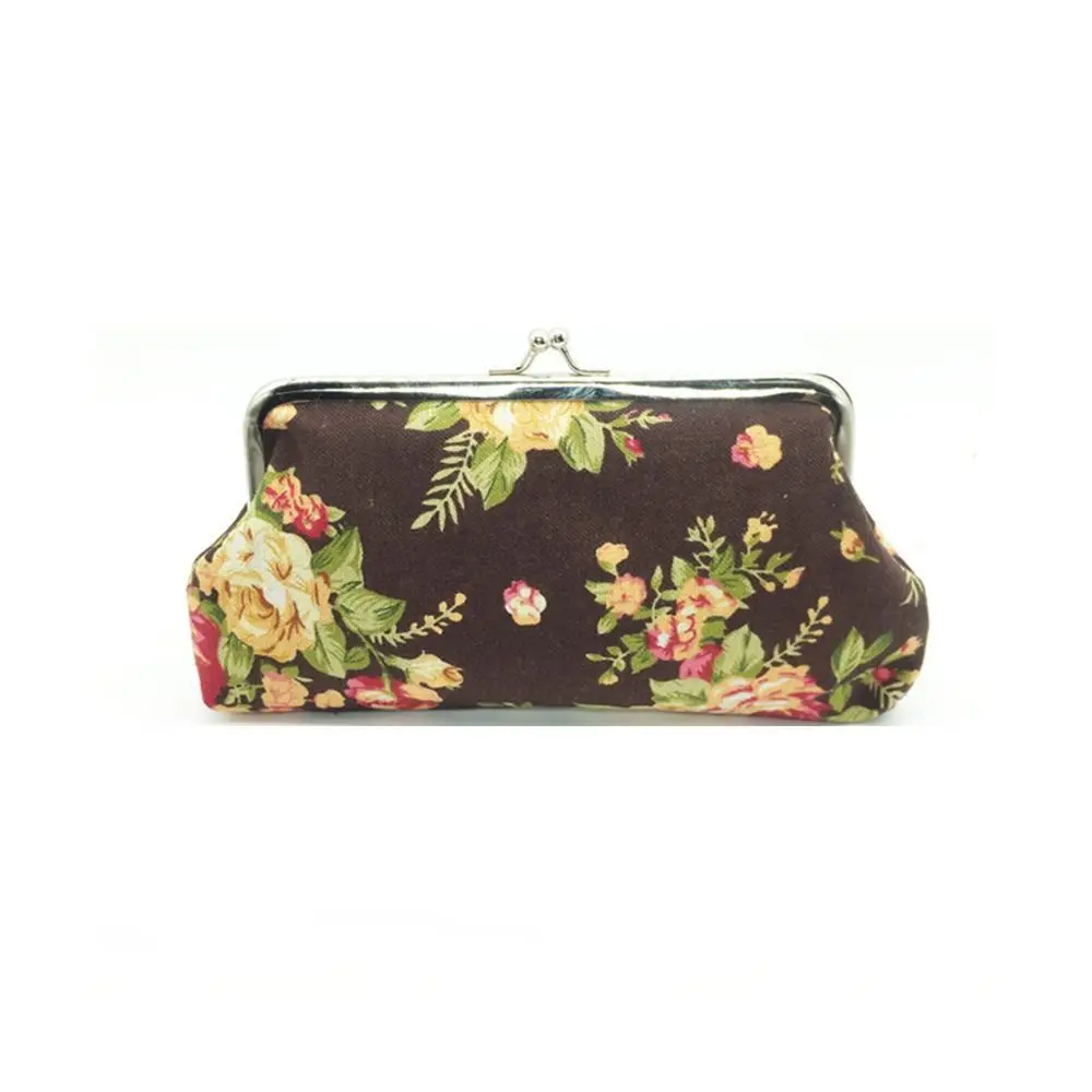 

Creative Retro Long Kiss Lock Wallet Floral Vintage Flower Coin Purse Small Wallet Credit Card Holder Money Clutch Bag Girls