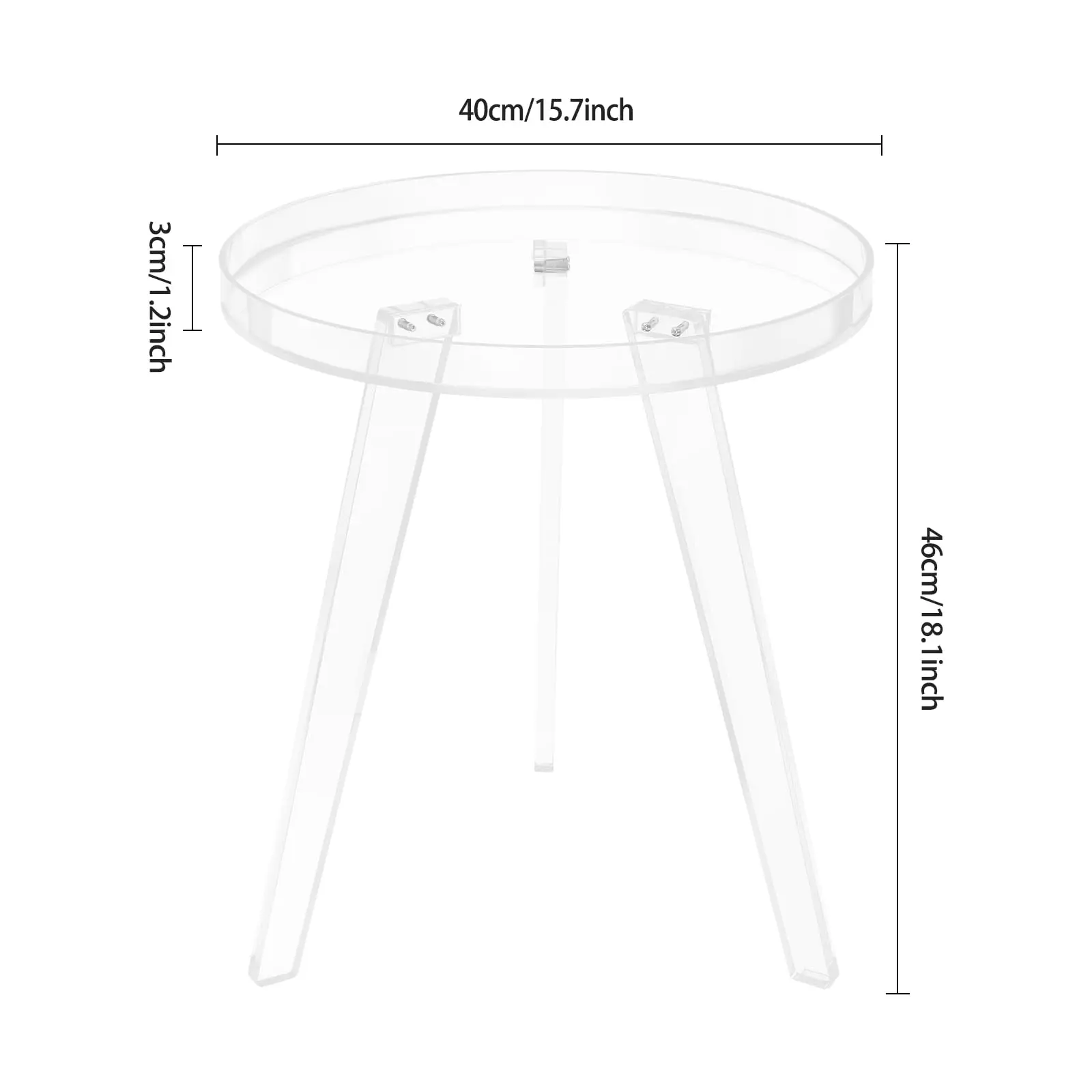 طاولة جانبية مستديرة من الأكريليك، منضدة حديثة مع سطح مستدير صغير شفاف وعمود صلب، طاولة نهاية مشروبات صغيرة موفرة للمساحة #3