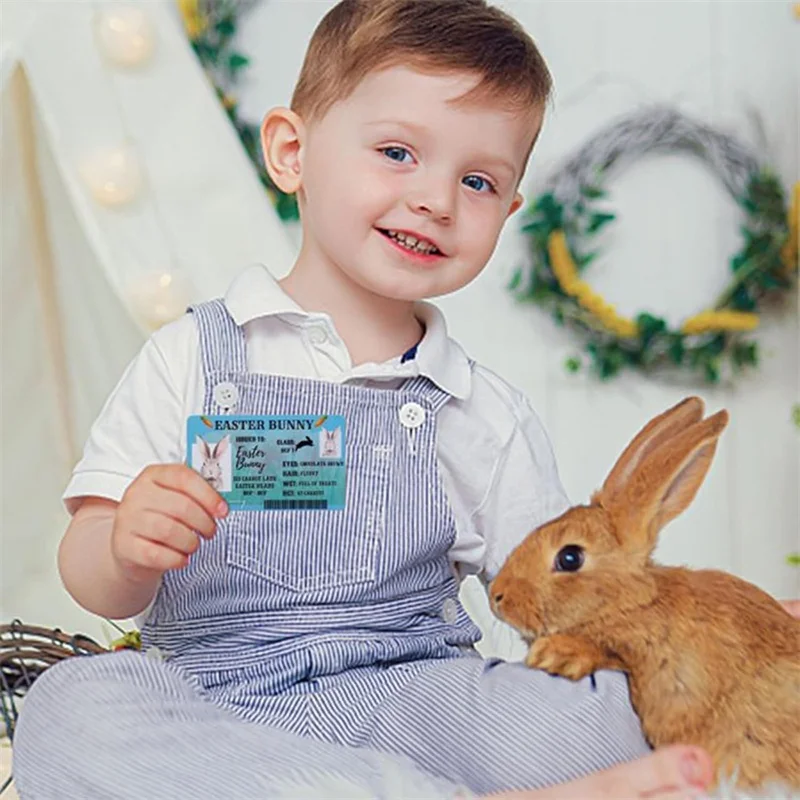 5 Pcs Easter Rabbit Driver's License Funny Plastic ID Card Happy Easter Home Decoration Party Gift For Bunny Lovers