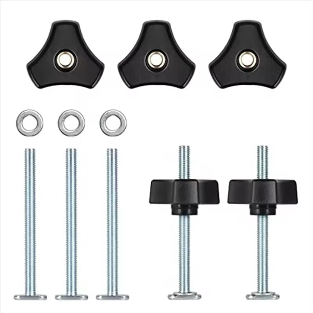 12pcs M8 T Bolt Thumb Knob Screw Set Black ABS For Woodworking Track Fixture Clamp And Jig Positioning Tool Kit
