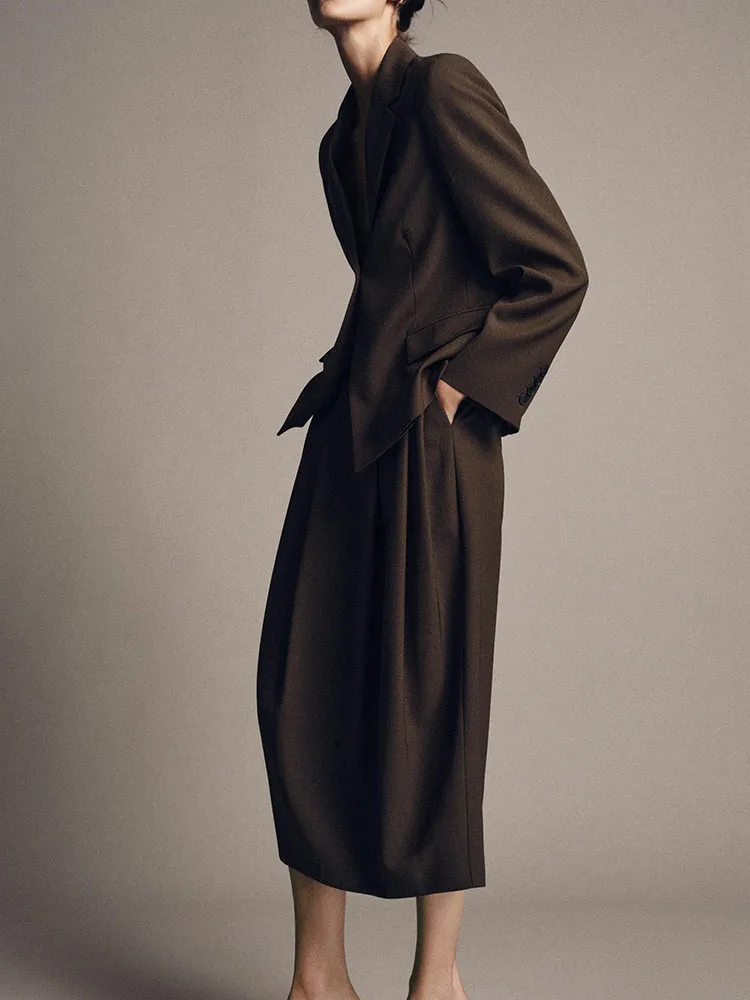 New Winter Women's Suit Jaet 2025 Pleated Skirt mid Waist 706 Faionable Ethnic Women's Clothing Stage Performance Wear