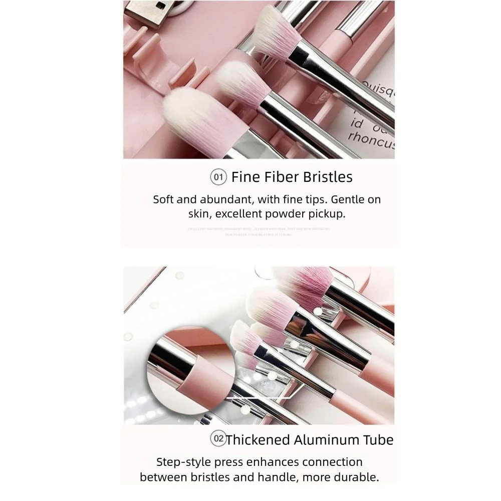 회전식 거울 여행용 메이크업 브러쉬 조명 조절 가능 5개 브러쉬 포함 LED 메이크업 거울 브러쉬 세트 고화질