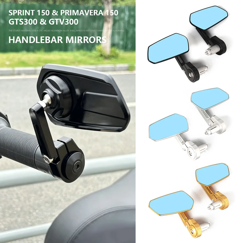 

Motorcycle Handlebar Rearview Bar End Mirror For Vespa GTS300 GTV300 Sprint Primavera 150 CNC Aluminum Mirror Handheld Mirrors