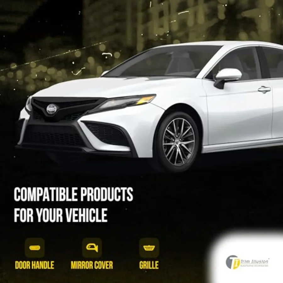 كروم حذف تراكب الشبكة الأمامية السوداء مع شريط لاصق آمن لسيارة تويوتا كامري 2018-2023 | سهلة التركيب - لا توجد أدوات جديدة #5
