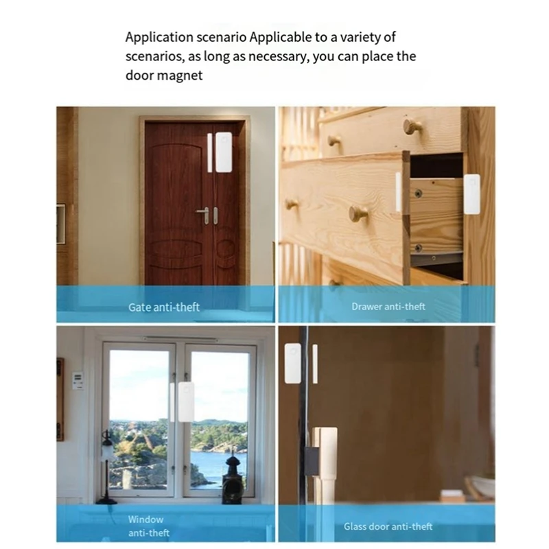Tuya Door Magnetic Alarm, Anti-Theft Alarm, WIFI APP Door Magnetic Opening Reminder Remote Alarm Easy To Use