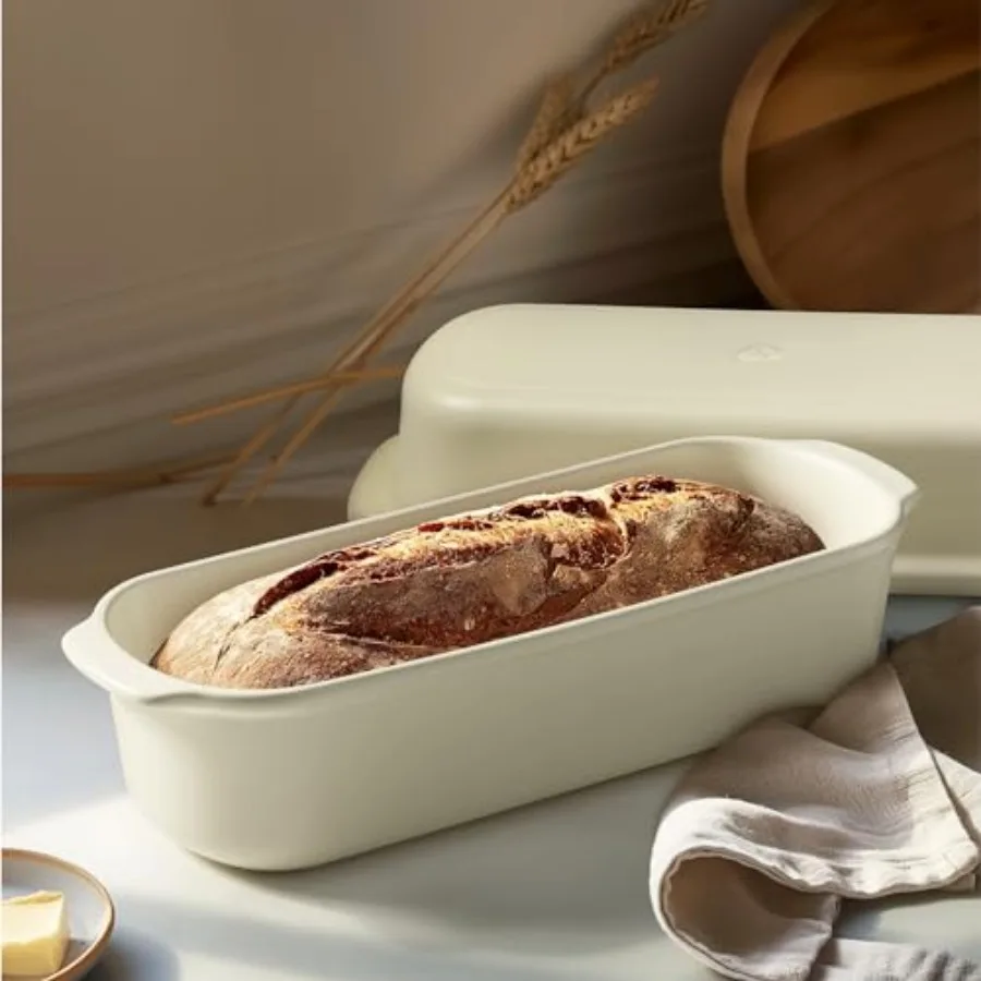 

Керамическая форма для выпечки хлеба с крышкой - Каменная форма для домашнего хлеба - Подходит для духовки, можно мыть в посудомоечной машине, простая в использовании